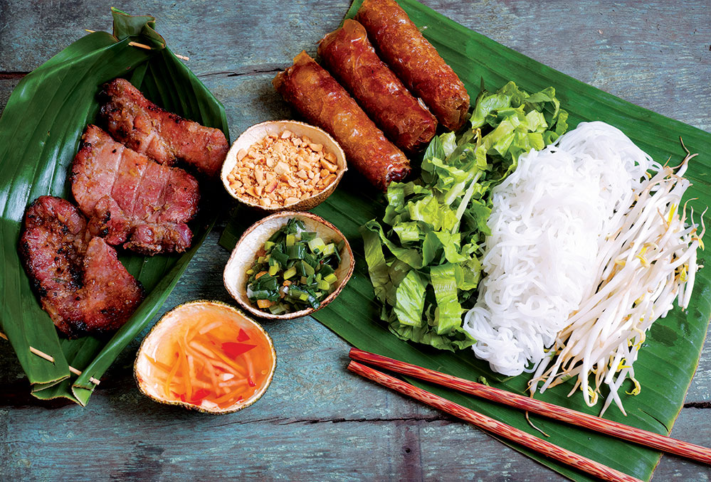 Authentic roast meat and spring rolls